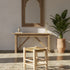 Moroccan Stool In Wood And beige Rope - Handmade boho furniture