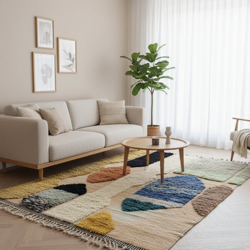 Modern Berber Moroccan Rug – Luxury Beni Ourain Colorful Style Rug