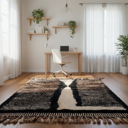 Bold Black Moroccan Rug – Handmade Dark Berber Carpet