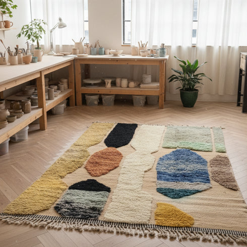 Modern Berber Moroccan Rug – Luxury Beni Ourain Colorful Style Rug