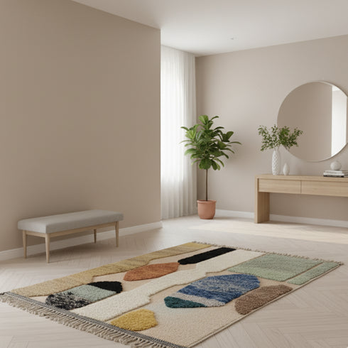 Modern Berber Moroccan Rug – Luxury Beni Ourain Colorful Style Rug