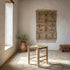 Moroccan Stool In Wood And beige Rope - Handmade boho furniture