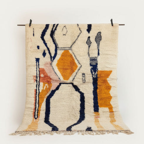 White and Orange Moroccan rug – Luxury Authentic Moroccan rug