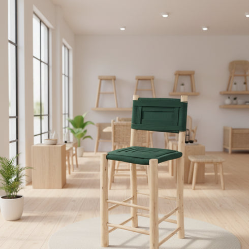 Handmade Leather Moroccan Bar Stool - Kitchen Counter Seating