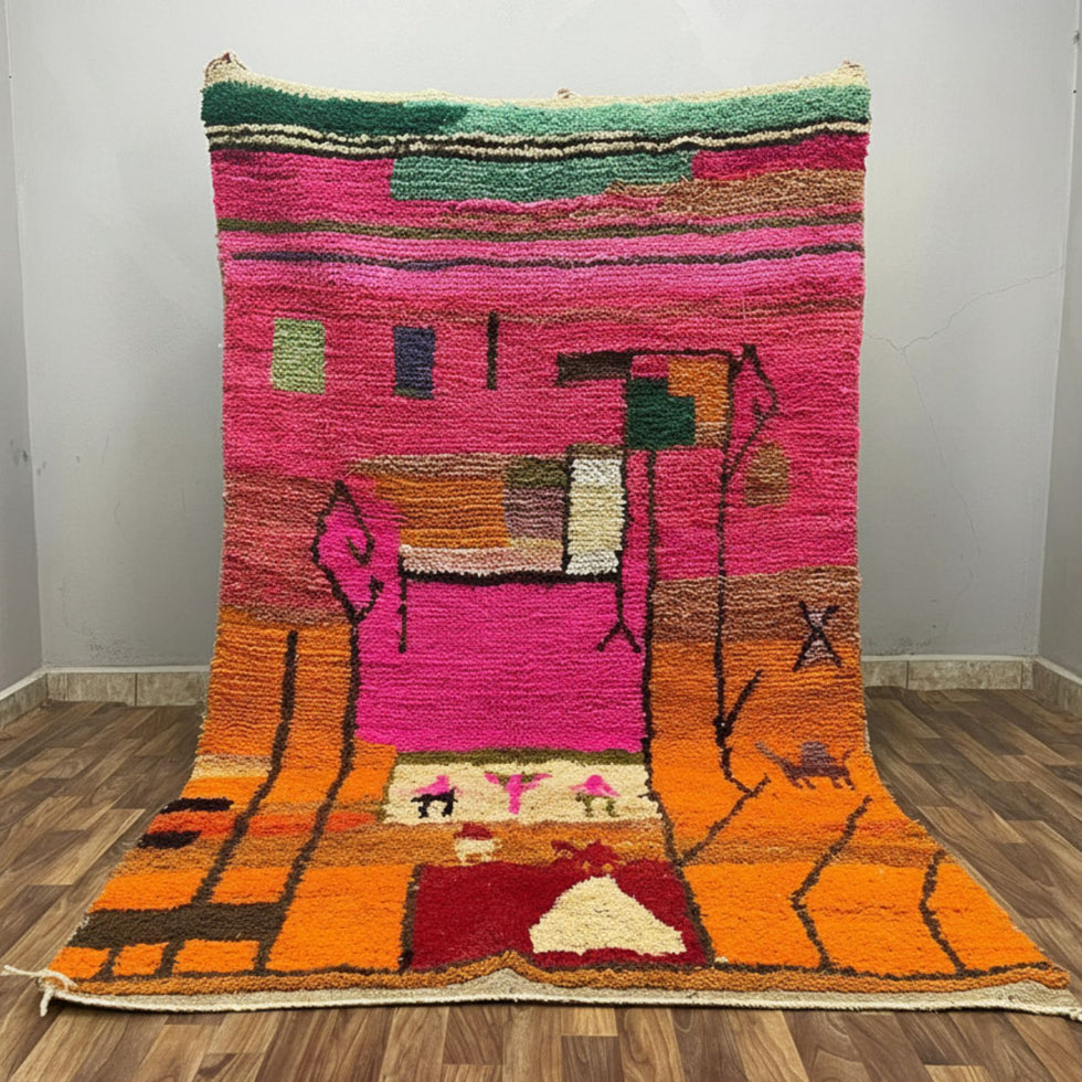 Beni Ourain Rug – Multicolor Geometric Wool Rug