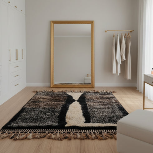 Bold Black Moroccan Rug – Handmade Dark Berber Carpet