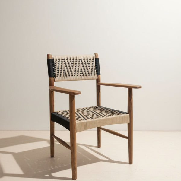 Handmade Moroccan Walnut Wood Bar Stool with Backrest