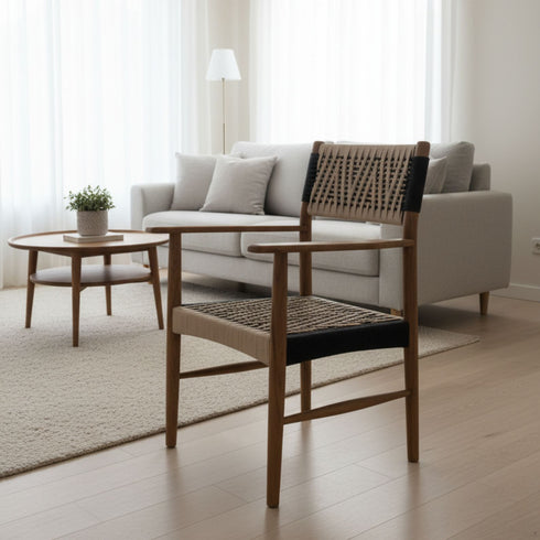 Handmade Moroccan Walnut Wood Bar Stool with Backrest