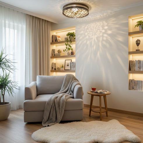 Moroccan Ceiling Light: Vintage Brass Laser Cut Metal (pl-1097)