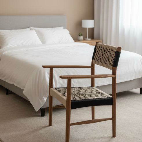 Handmade Moroccan Walnut Wood Bar Stool with Backrest