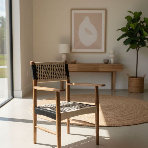 Handmade Moroccan Walnut Wood Bar Stool with Backrest