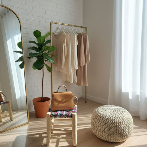 Authentic Moroccan craftsmanship - Moroccan Boucherouite Cord Stool