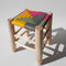 Multicolored Boho Lemon Wood Stool – Moroccan Craftsmanship