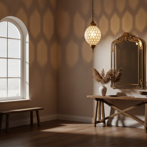 Handmade Moroccan Brass Lamp - Marrakech Style Ceiling Light (pl-2009)