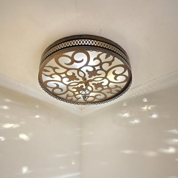 Moroccan Ceiling Light – Filigree Brass Shadow-Casting Lamp