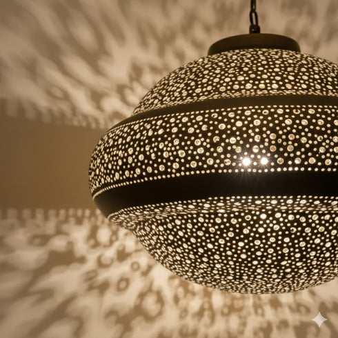 Stunning Moroccan Brass Pendant Light - Handmade Ceiling Fixture (pl-1098)