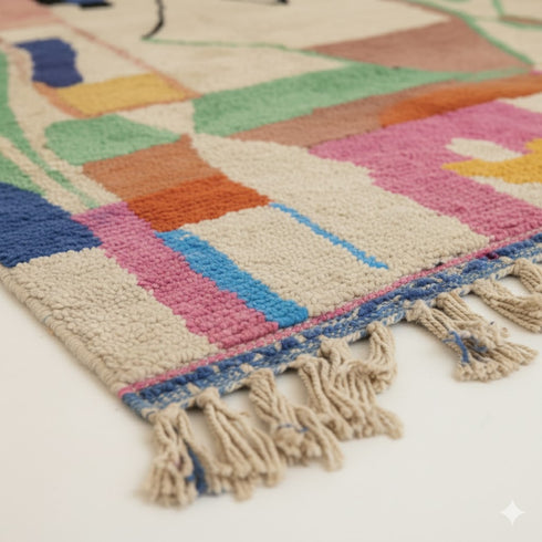 Colorful Moroccan Beni Ourain Rug – Handmade Wool Berber Carpet
