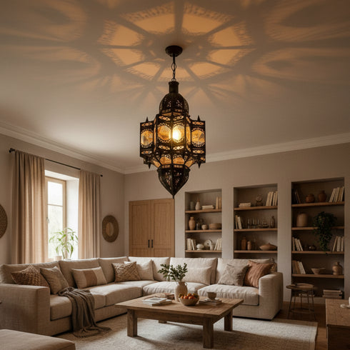 Moroccan Brass Pendant Light - Handmade Hanging Lantern (pl-2019)