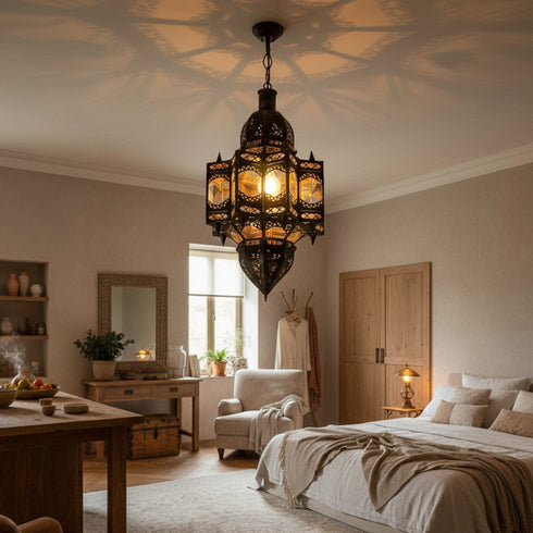 Moroccan Brass Pendant Light - Handmade Hanging Lantern (pl-2019)