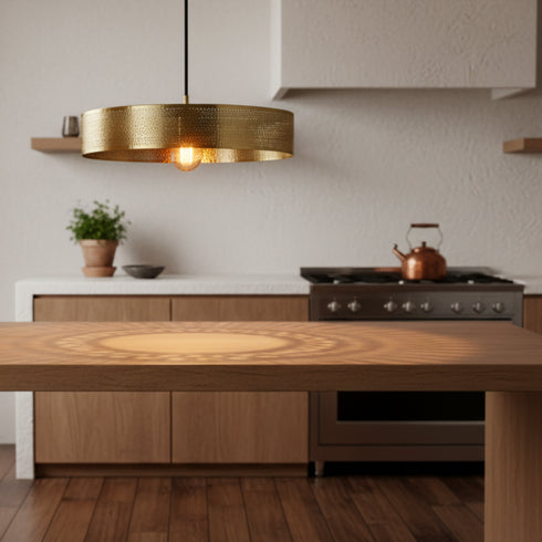 Handmade Brass Dome Pendant Lamp - Rustic Ceiling Light (pl-2010)