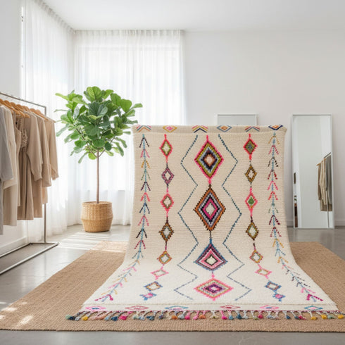 Hand Knotted Moroccan Rug – Bohemian Berber Style Rug