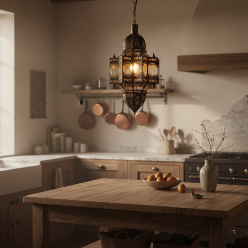 Moroccan Brass Pendant Light - Handmade Hanging Lantern (pl-2019)