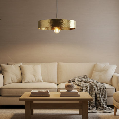 Handmade Brass Dome Pendant Lamp - Rustic Ceiling Light (pl-2010)