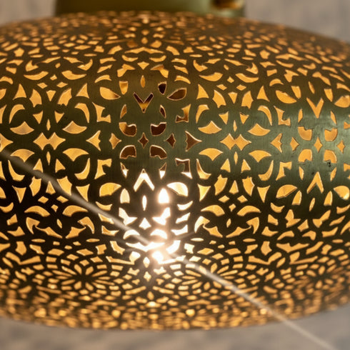 Floral Moroccan Brass Pendant Light - Handmade Shadow Lantern (pl-2024)
