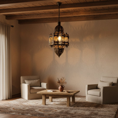 Moroccan Brass Pendant Light - Handmade Hanging Lantern (pl-2019)