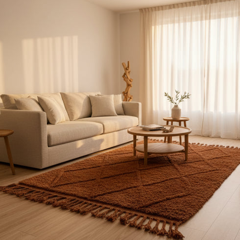 Brown Moroccan Wool Rug – Brown Berber Carpet