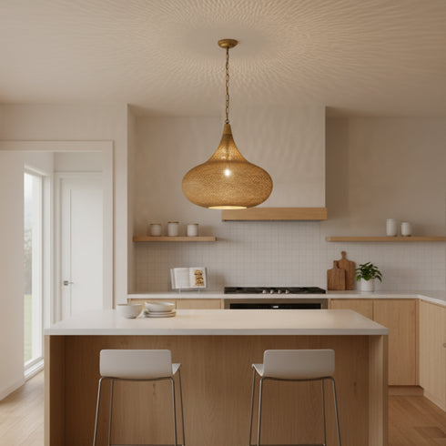 Brass Moroccan Pendant Light - Handmade Ceiling Lamp (pl-1099)