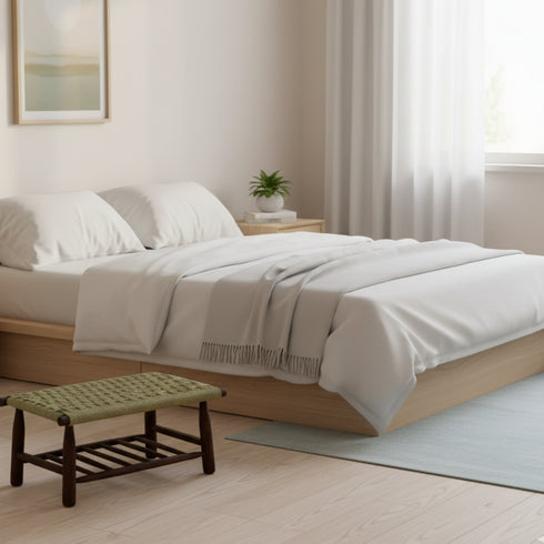 Handwoven Palm Leaf Bench - Handmade Moroccan Furniture