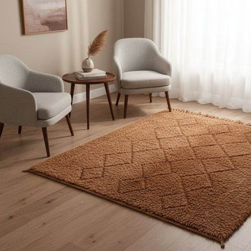 Brown Moroccan Wool Rug – Brown Berber Carpet