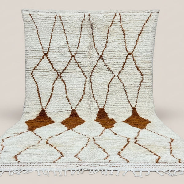 Beni Ourain Rug – Ivory High-Pile Geometric Wool Rug