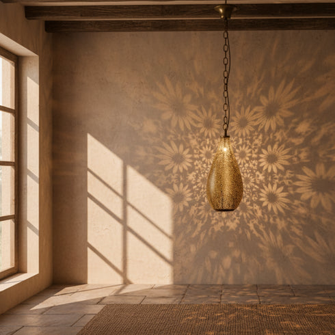 Handcrafted Moroccan Style Brass Pendant Light - Home Decor (pl-2015)