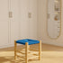 Moroccan Stool In Wood And Blue Rope - Handmade boho furniture