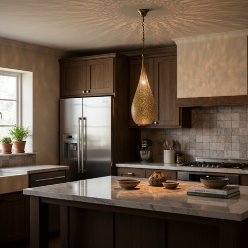 Handcrafted Moroccan Style Brass Pendant Light - Home Decor (pl-2015)