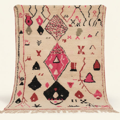 Handmade Fine Berber Rug– Costum Moroccan Colorful Rug