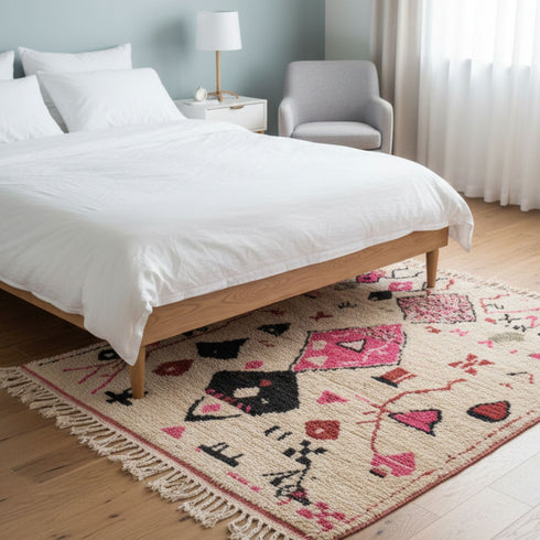 Handmade Fine Berber Rug– Costum Moroccan Colorful Rug