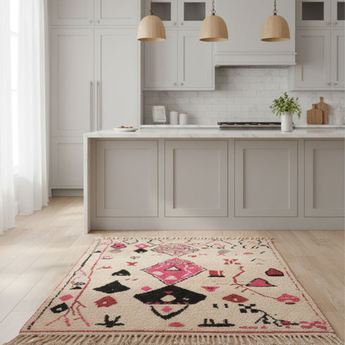 Handmade Fine Berber Rug– Costum Moroccan Colorful Rug