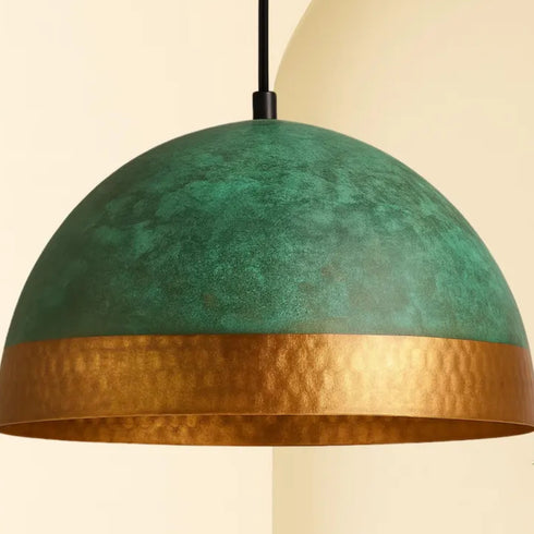 Patina Dome Pendant Light - Handmade Moroccan Brass Ceiling (pl-2001)