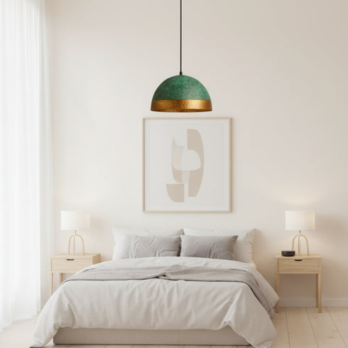 Patina Dome Pendant Light - Handmade Moroccan Brass Ceiling (pl-2001)