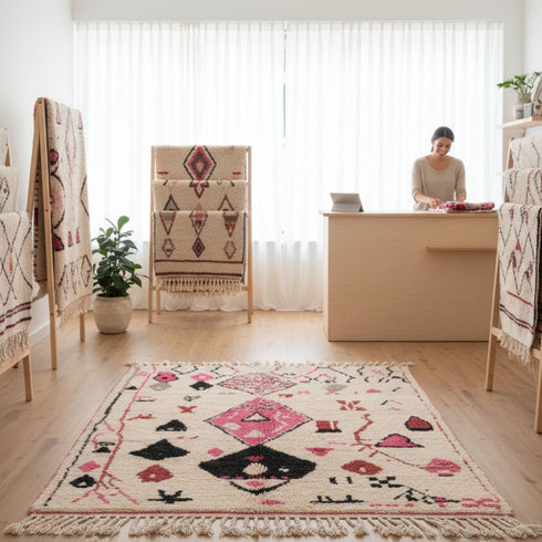 Handmade Fine Berber Rug– Costum Moroccan Colorful Rug