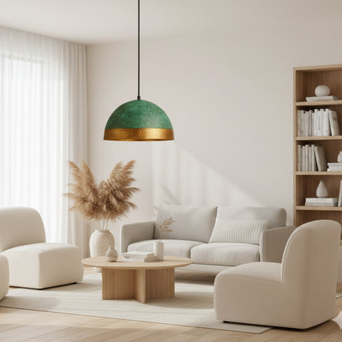 Patina Dome Pendant Light - Handmade Moroccan Brass Ceiling (pl-2001)