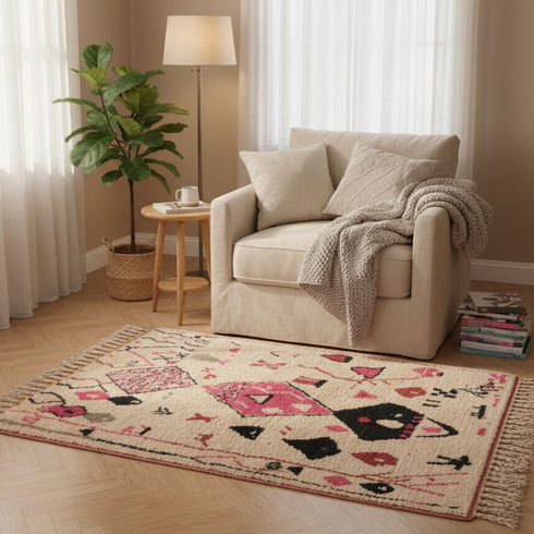 Handmade Fine Berber Rug– Costum Moroccan Colorful Rug