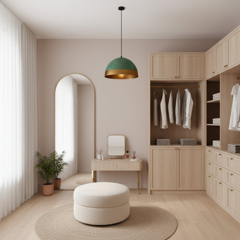 Patina Dome Pendant Light - Handmade Moroccan Brass Ceiling (pl-2001)