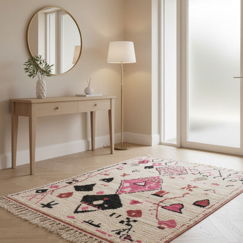 Handmade Fine Berber Rug– Costum Moroccan Colorful Rug