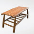 Moroccan Leather Bench - Handwoven Boho Seating on Eucalyptus Wood
