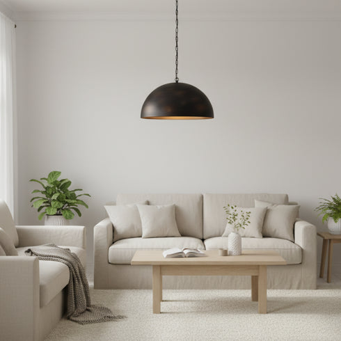 Hammered Moroccan Dome Pendant - Brass Ceiling Light (pl-2003)