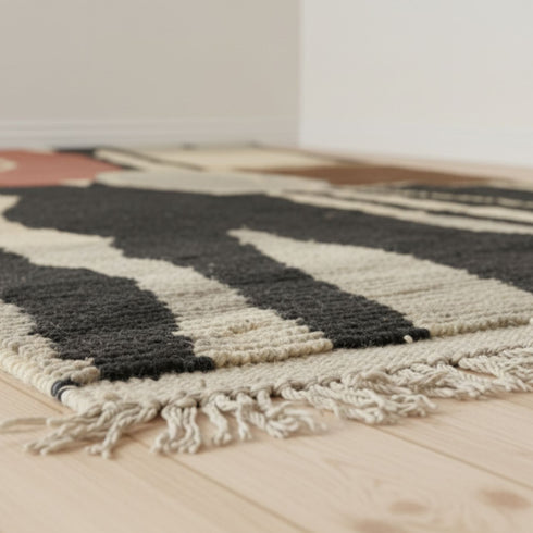 Custom Black Boujaad Rug – Moroccan Soft Shag Wool Rug